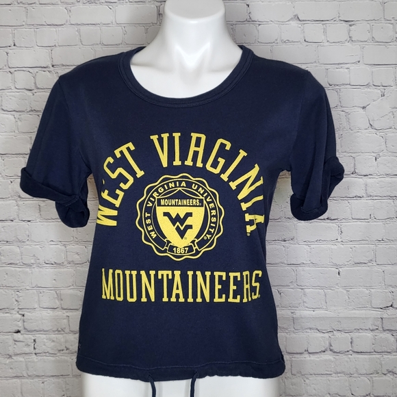 WVU West Virginia University Mountaineers College Terry Cloth Shirt Size M - Picture 1 of 7